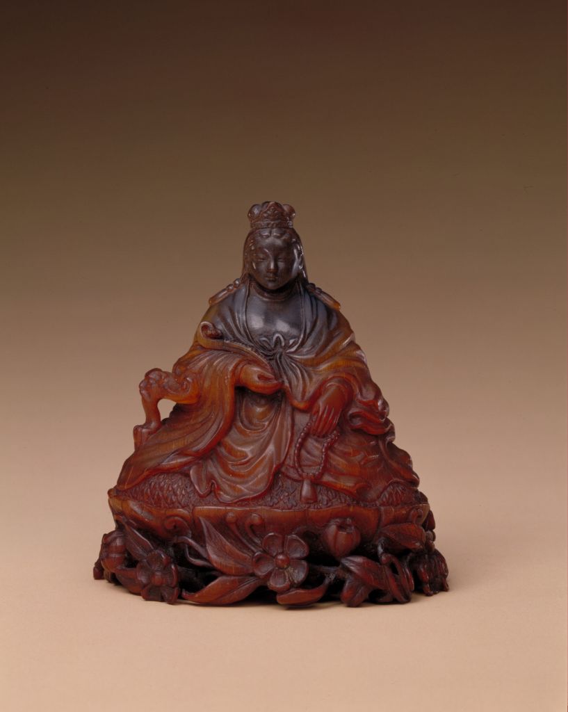 图片[1]-Carved Peach Blossom Bodhisattva with rhinoceros horn-China Archive